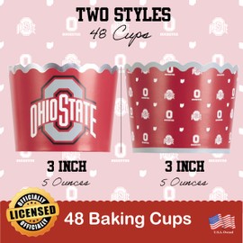 Ohio State Baking Cups (48 Pcs) for OSU Buckeyes Football, Birthday, and Graduation Party Decorations (Ohio State Buckeyes)