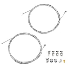 2 pieces 2 m motorcycle universal cable repair kit, Bowden cable repair kit, throttle cable, clutch cable, shift cable set with 9 screw nipples, diameter 1.38 mm, diameter 1.96 mm cable for scooters