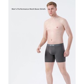 GITYEE Men's Breathable Mesh Tagless Athletic Work Underwear Boxer Briefs, Pack of 5 (Medium, Black/Grey/Navy/Blue/Red)