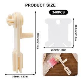 Neikafan Pack of 240 Embroidery Thread Storage Embroidery Thread Bobbins Plastic with Yarn Winder Small Sewing Machine Bobbins Sewing Thread Storage for DIY Craft Sewing Embroidery Thread Storage