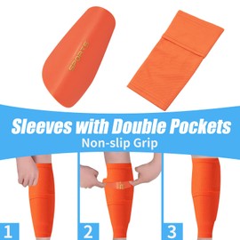 Soccer Shin Guards for Kids Youth Adults, Shin Pads with Optimized Insert Pocket, Lightweight and Compact, Protective Soccer Equipment