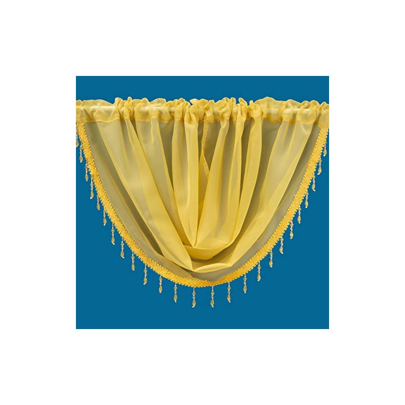 Plain Beaded Voile Swags Net Curtains Voile Swag Valance Pelmet