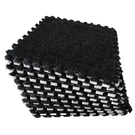 Eluleegc 12pcs 0.6in Thick Interlocking Carpet Squares Puzzle Mat EVA Foam Area Tiled Rug for Baby Play Soft Mats (Black, 11.8in)