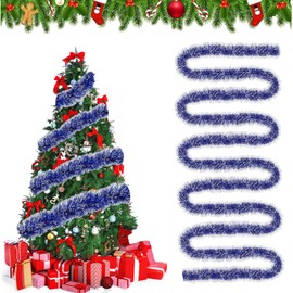 Christmas Garlands, 10 m Tinsel Christmas Tree Ornaments, Christmas Tinsel Garland, Christmas Garlands, Glossy, Tinsel Garland Christmas, Holiday, Indoor and Outdoor Decorations (Red) (B)