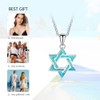 JEVLUH Blue Opal David Star Necklace, Crystal Fire Opal Hexagram