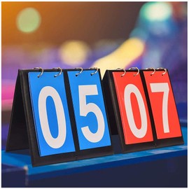 APORO Scoreboard Flipper 2 Digit Score Keeper,Portable Manual Flip Scoreboard Sports Score Board for ping Pong Basketball Volleyball Bocce, Coach & Referee Gear (1 Blue 1 Red)