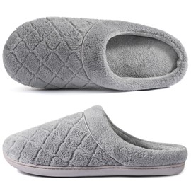 ULTRAIDEAS Women's Indoor Terry Clog Slipper with Memory Foam, Slip-On Ladies Comfy House Shoe with Non-Slip Rubber Sole(Medium Grey,7-8)