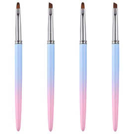 4 Pcs Nail Art Clean Up Brushes,Nail Brushes for Cleaning Polish Mistakes on the Cuticles, Acetone Resistant Nail Brush, Fingernail Cleaning Brushes for Nail Art and Designs (6.4inch,Round&Angled)