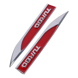 2pcs/pair turbo badge, left and right metal turbo stickers, red car side fender rear trunk emblem badge stickers