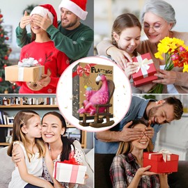 Yeomoo Rosa Flamingo Gartenfiguren Solar Gartendeko für Draußen: Lustige Flamingo Trinken auf dem Schaukelstuhl Deko für Wohnzimmer Garten Geschenke für Frauen Mama Geburtstagsgeschenk Balkon 21CM