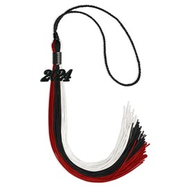Endea Graduation Triple Color Tassel with Black Date Drop (Black/Red/White, 2024)