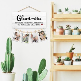 Hiuwevt Glamma Gifts Picture Frame Photo Hanging Display, Glamma Gifts for Grandma, Best Grandma Gift for Christmas from Grandkids Picture Board Photo Holder for Wall Decor
