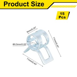 uxcell 15Pcs Spring Band Type Action Fuel/Silicone Vacuum Hose Pipe Clamp, 5.5mm Low-Pressure Air Spring Hose Clip Clamp for Automotive Oil Pipe Water Pipe, Blue White Zinc