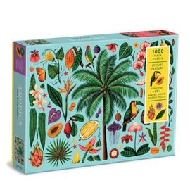 Galison Tropics Puzzle, 1000 Pieces, 27” x 20” – Difficult Jigsaw Puzzle Featuring Colorful, Tropical Artwork and Unique Shaped Pieces – Thick, Sturdy Pieces, Challenging Family Activity
