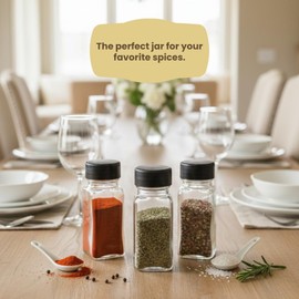 Small Clear Glass Spice Jars w/Dual Sifter Cap | Food Grade BPA Free USA Made | 4 Fluid Ounce Capacity by Pride Of India