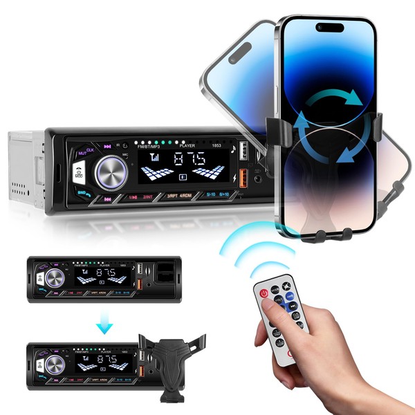 Bluetooth 5.0 Single DIN Car Stereo with USB Port, FM