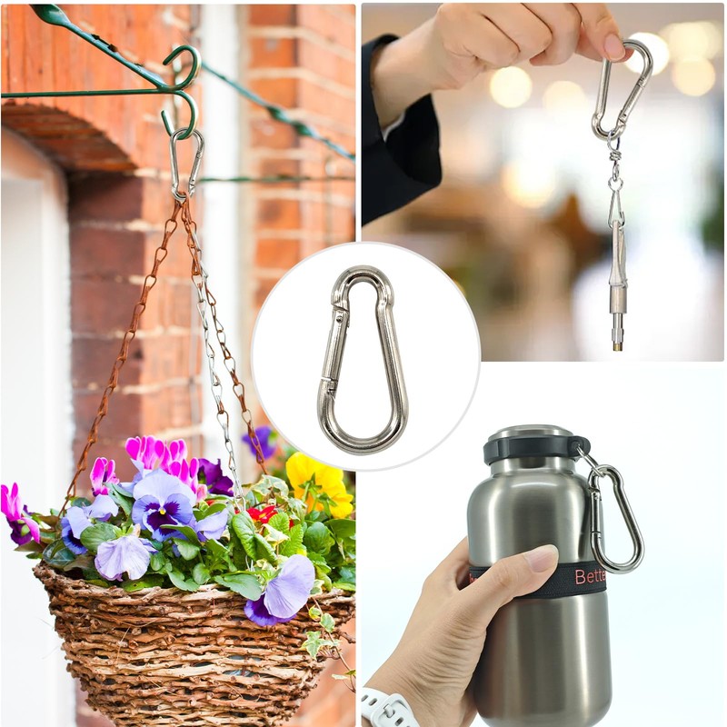 Premium Stainless Steel Spring Snap Carabiner Hooks - 304 Steel