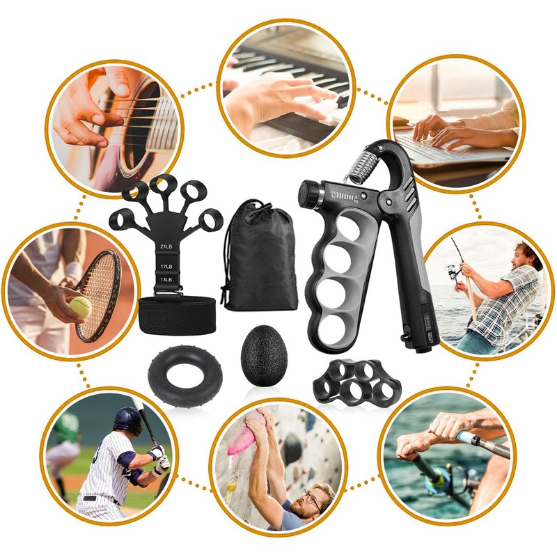 Hand Grip Strengthener Workout Kit (5-Pack) – Includes Adjustable Resistance