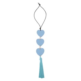 VekAuto 1 Pc Faux Leather Heart Tassel Car Rear View Mirror Pendant Accessories Car Hanging Ornament Sky Blue
