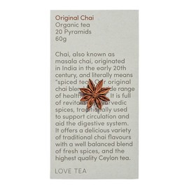 Love Tea Original Chai Pyramid Tea Bags, 20 Tea Bags