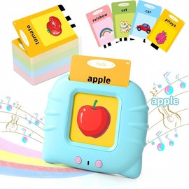English and Spanish Bilingual Talking Flashcard Toys With 224 Common Words - Educational Language Learning Toys Children's Learning Tools:_Pink