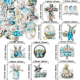 Ephlyn 50Pcs Edible Happy Easter Cupcake Toppers Wafer Paper Bunny Rabbit Cupcake Picks Bunny Baby Shower Decorations Colorful Cute Easter Cupcake Picks for Spring Theme Party Decoration