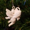 Miniature White Angel with Fruit Basket Christmas Ornaments, Pack of