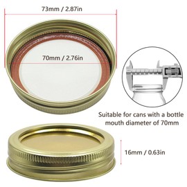 15 PCS Mason Jar Lids 70MM Standard Mouth Tinplate Lids Regular Canning Lids and Rings with Seals Ring Lids for Jars Fit Mason Jars Kerr Jars Cans(Gold)