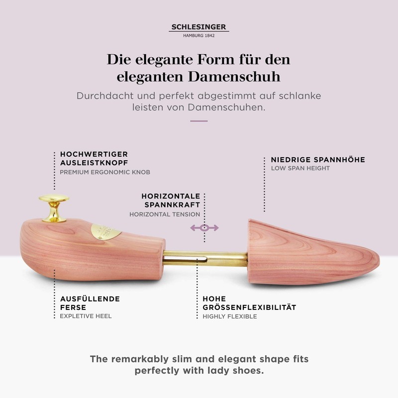 Schlesinger Premium Women's Shoe Tree Made of Fine Cedar Wood