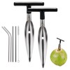 2 Pack Coconut Opener Tool Set with 4 Reusable Straws