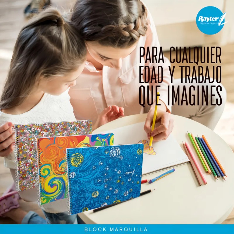 Cuaderno Marquilla Rayter Block Dibujo 30 Hjs C/papel China Color