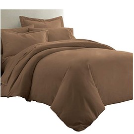 Royal Tradition Solid Bamboo Viscose 7PC Queen Size Bedding Set-Duvet Cover and Shams with Bed Sheets, Taupe