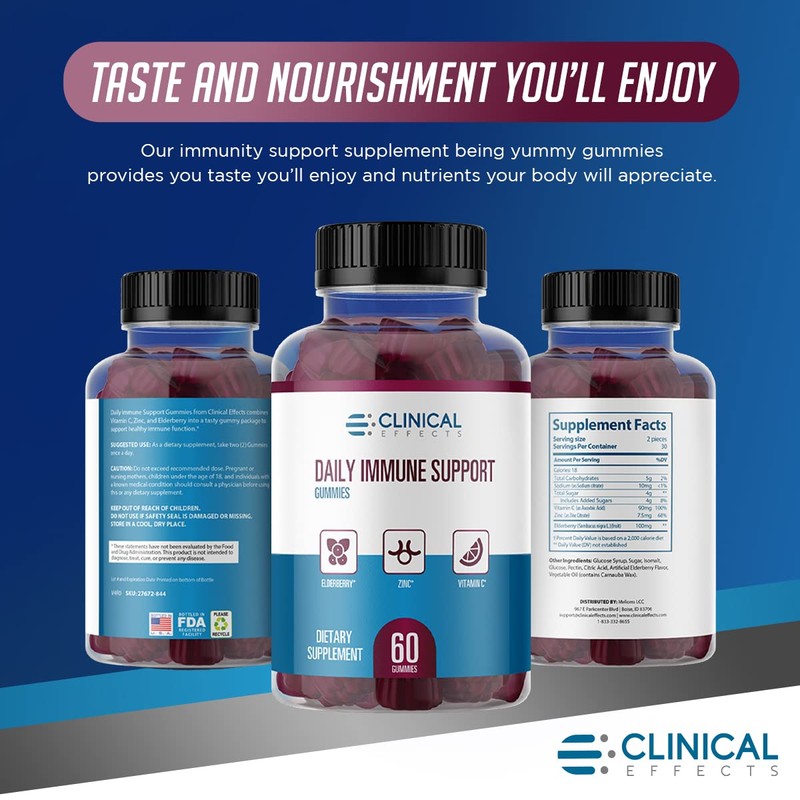 Clinical Effects Daily Immune Support Gummies - Elderberry Gummies with