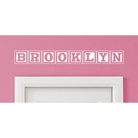 Brooklyn Baby Block Name Bedroom Closet Door - 30 Inch Wide White Wall Vinyl Decal Decorative (Brooke)