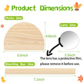 Cubolar Pine Chicken Perch with Mirror, Strong Chick Jungle Gym Roosting Bar, Chicken Toys for Coop and Brooder, Training Perch Toys for Large Bird, Parrot, Macaw, Hens (Small)