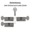 3x Knob Cylinder KD 60 mm 30/30 Keyed Alike Including
