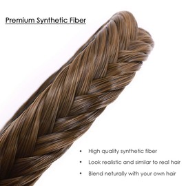 Hairro Braided Headband With Teeth Women Braids Headband Fishtail Braids Hairband Hair Hoop With Tooth Synthetic Fish Tail Hair Band For Girl Highlight Plaited Hairband Headband Hairpiece 48g #4A/27