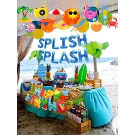 JeVenis Splish Splash Birthday Decoration Boy Splish Splash Birthday Bash Party Supplies Splish Splash Birthday Balloons Pool Birthday Party Decoration Balloons