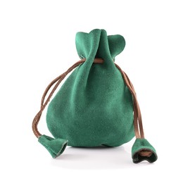 Battle-Merchant Leather Bag Money Cat Purse Made of Suede Viking Medieval LARP, Green, Modern