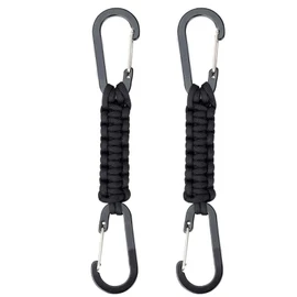 [ALLVD] 2 Carabiners Double Head Paracord Braided Paracord Lanyard Keychain Keychain Outdoor Camping Hook Hanger Flashlight Hiking Backpack, Black