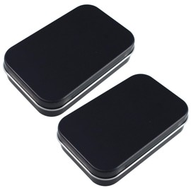 Fofuyim 2Pcs Rectangular Tins Container, Mini Metal Tin Can, Portable Storage Box for Small Items Key Candy - Black
