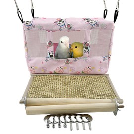 Copfeu Large Spring Summer Breathable Bird Nest House, Bird Bed for Cage, Parrot Nest Snuggle Shed Hut for Four Seasons, Easy to Install for Quaker Lovebirds (Medium,Pink)