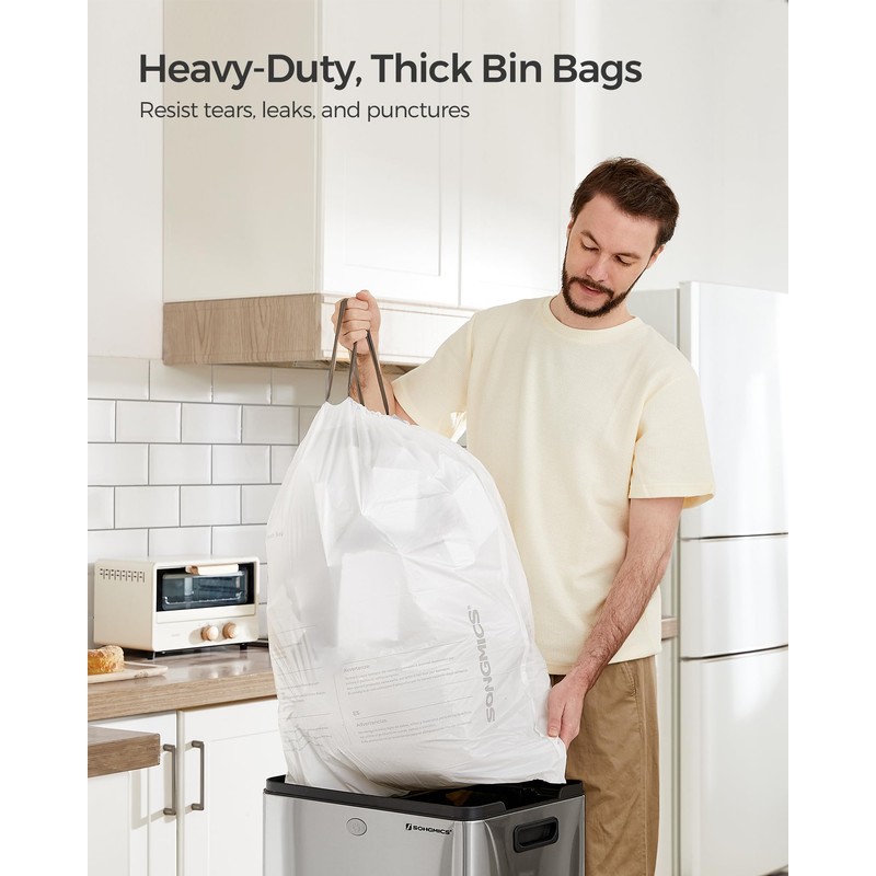 SONGMICS Trash Bags for 12-14.5 Gallon (45-55L) Trash Cans, 120