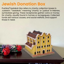 Majestic Giftware Ceramic Tzedakah Charity Box - Shul Model Pushka - Al Tneushul, Prague (RM-ITZ302) | Pushka/Donation Collection Box for Jewish Establishments | Judaica Tzedakah Box Gift