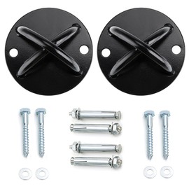 Hipiwe Ceiling Anchor - Wall Mount Bracket for Suspension Straps, Gymnastic Rings, Aerial Yoga Swing & Hammock, Resistance Band, Battle Rope (2 pc Black)