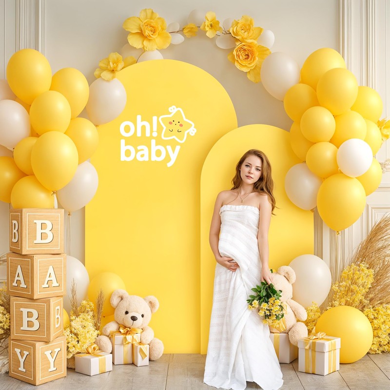 Yellow Arch Backdrop Covers - 7.2FT, 6FT Spandex Fitted Wedding