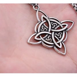 Fashion Jewelry 1 1/2" PAGAN WITCH CELTIC KNOT Pendant on 925 Plate Sterling Silver 18" Necklace