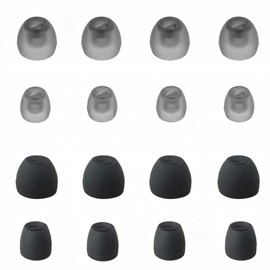 Mijusun Extra Small (XS) Earbuds Tips for Small Ear Canals, Universal Silicone Replacement Tips – 4 Black + 4 Translucent Black, Comfort Fit for in-Ear Earphones