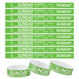 Henoyso 600 Pcs Sunday Paper Wristbands Event Paper Bracelets Numbered Waterproof Party Day of The Week for Adult Party(Green)