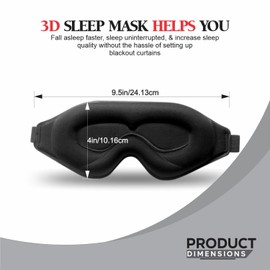 3D Contoured Eye Mask for Women and Men Total Darkness and Comfortable Sleep - Adjustable Strap, Soft Memory Foam, Block Out Light - Perfect for Travel, Meditation, and Nap